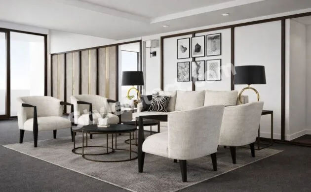 Modern Luxury Living Room Interior Design with Contemporary Furniture and Elegant Architectural Details