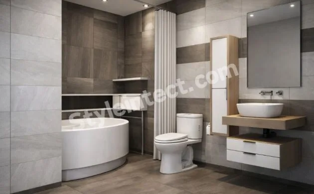 Modern Grey Bathroom Interior Design with Smart Storage and Luxury Minimalist Style