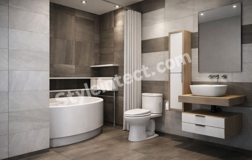 Modern Grey Bathroom Interior Design with Smart Storage and Luxury Minimalist Style