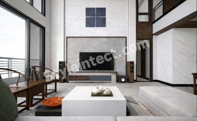 Modern Luxury Living Room Interior Design with Double-Height Space for Contemporary Homes