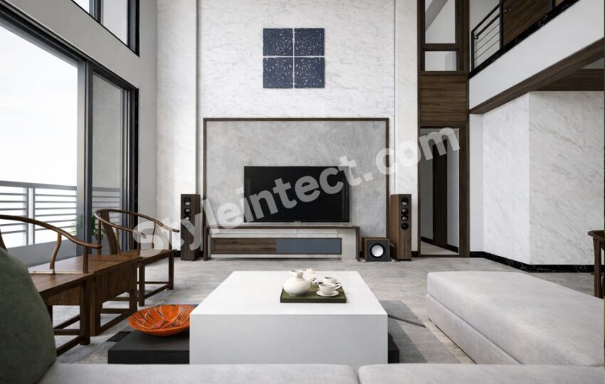 Modern Luxury Living Room Interior Design with Double-Height Space for Contemporary Homes