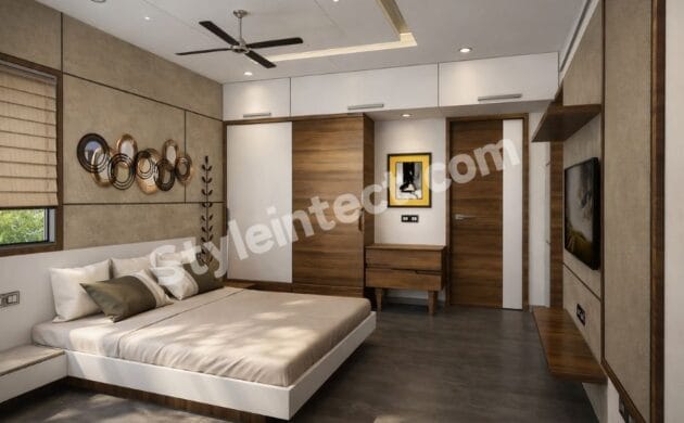 Modern Minimalist Bedroom Interior Design with Smart Storage and Elegant Wooden Finishes