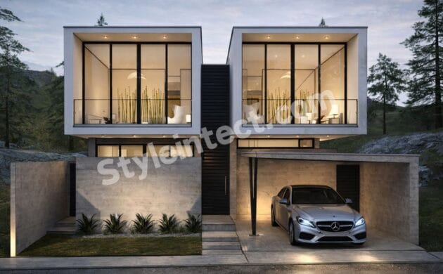 Affordable Architect Exterior Design – Nova Cube Villa | Modern Two-Storey House Exterior Design with Minimalist Luxury