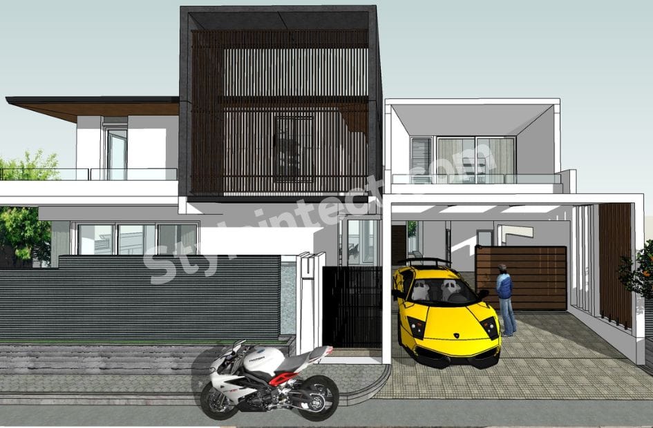 Affordable Architect Exterior Design – SkyFrame Modern Villa | Contemporary Two-Storey House Front Elevation Design