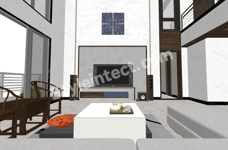 Modern Luxury Living Room Interior Design with Double-Height Space for Contemporary Homes