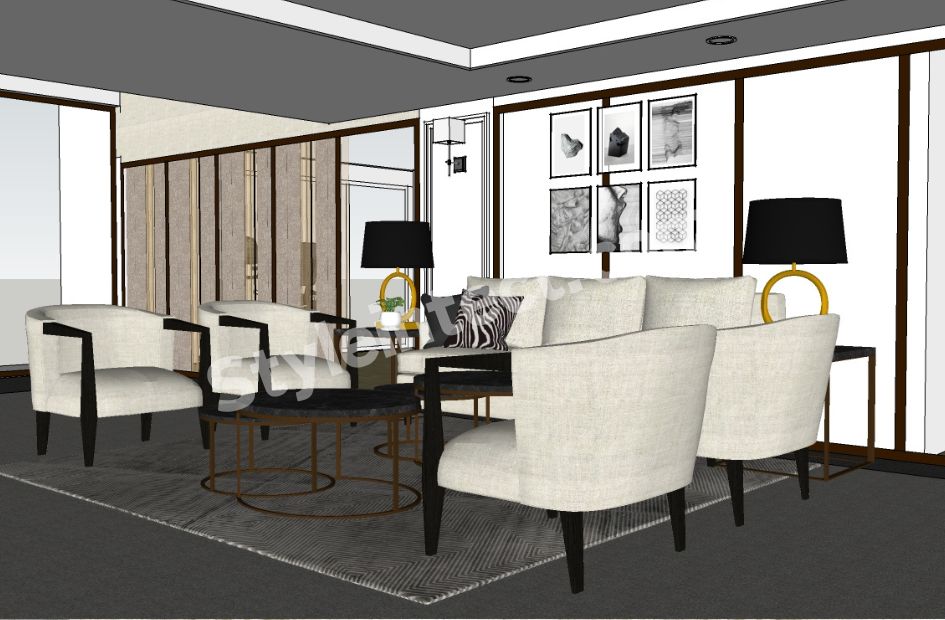 Modern Luxury Living Room Interior Design with Contemporary Furniture and Elegant Architectural Details
