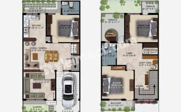 Modern 3 Bedroom Duplex House Design: Smart Floor Plan for Contemporary Family Living