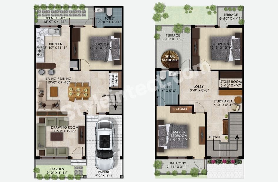 Modern 3 Bedroom Duplex House Design: Smart Floor Plan for Contemporary Family Living