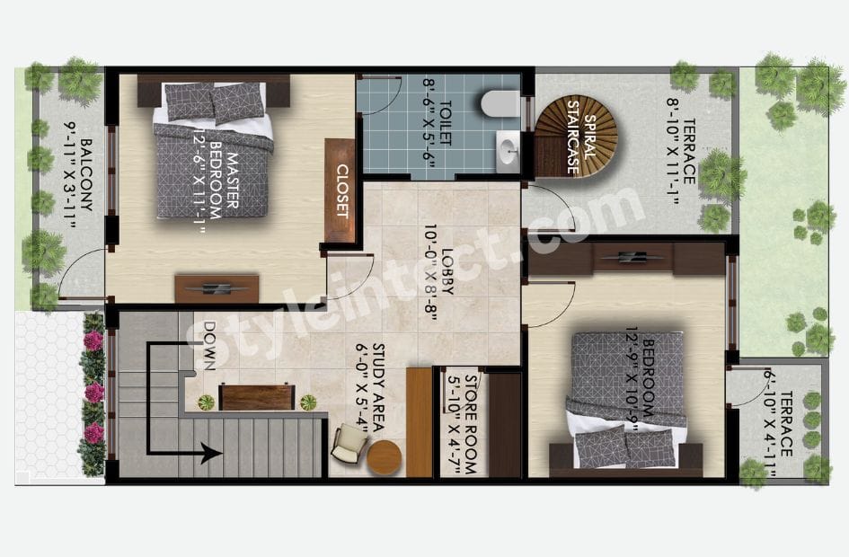 Modern 3 Bedroom Duplex House Design: Smart Floor Plan for Contemporary Family Living