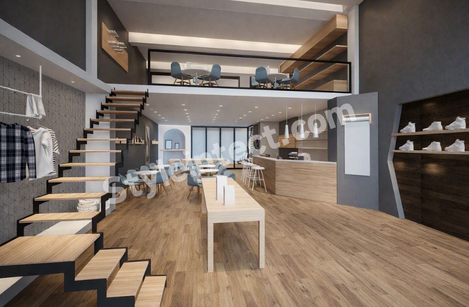 Modern Commercial Interior Design for Scandinavian-Style Cafés and Contemporary Retail Spaces