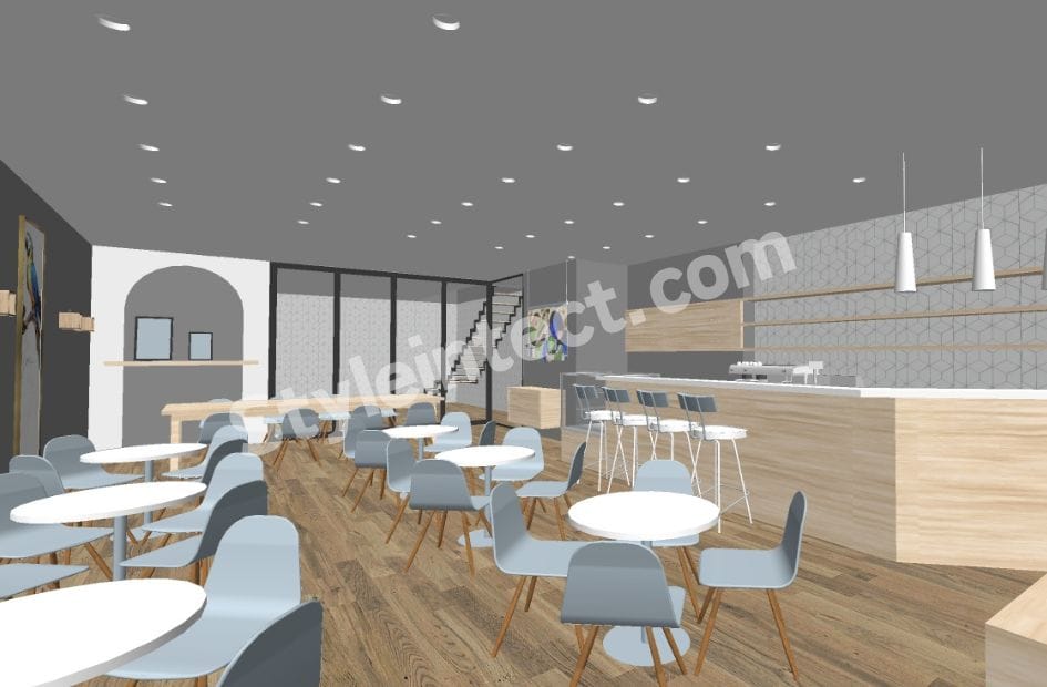 Modern Commercial Interior Design for Scandinavian-Style Cafés and Contemporary Retail Spaces