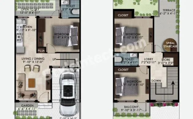 Modern 3 Bedroom Duplex House Design: Smart 3 BHK House Plan for Contemporary Indian Living