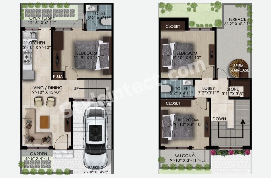 Modern 3 Bedroom Duplex House Design: Smart 3 BHK House Plan for Contemporary Indian Living