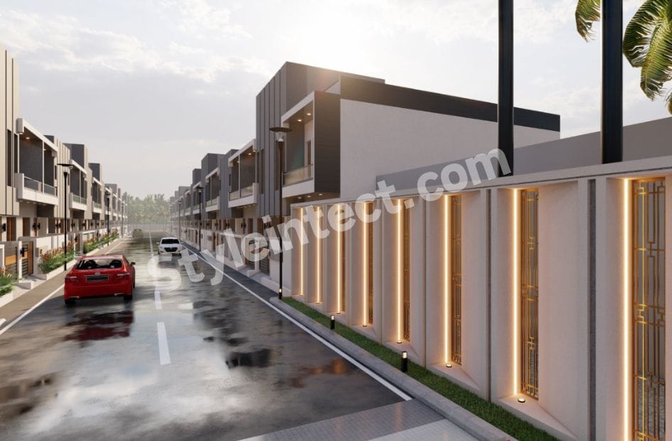 Modern Gated Community Villa Design with Luxury House Front Elevation and Contemporary Residential Planning