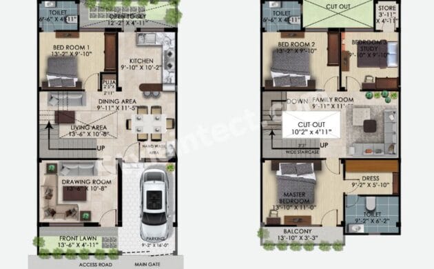 Modern 3 Bedroom House Plan: Stylish Two-Storey Home Design for Modern Families