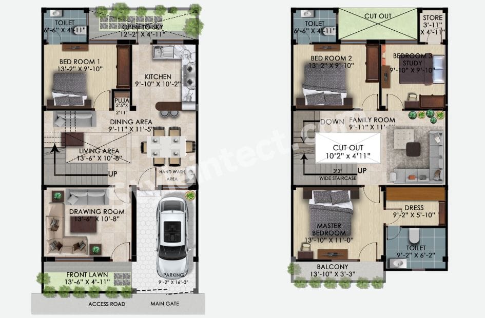 Modern 3 Bedroom House Plan: Stylish Two-Storey Home Design for Modern Families