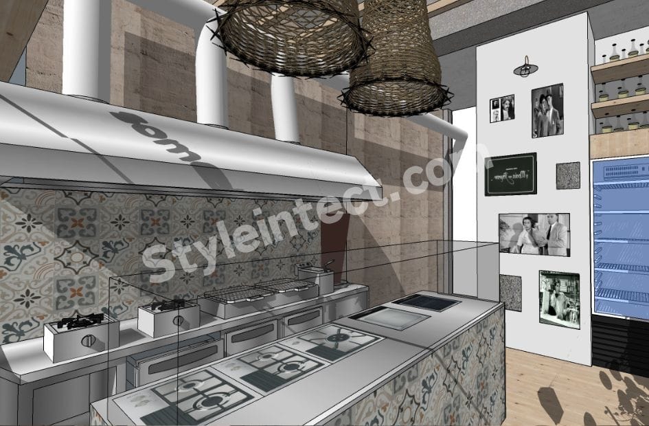 Modern Industrial Restaurant Interior Design with Mediterranean Style and Smart Space Planning