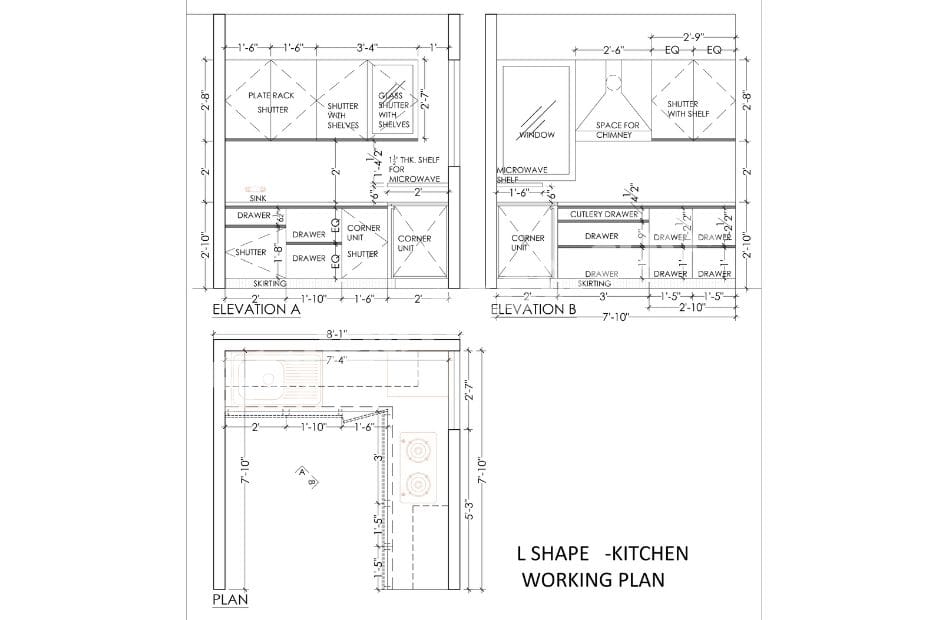 L-Shaped Kitchen Working Plan: Smart Modular Kitchen Design for Efficient Modern Homes