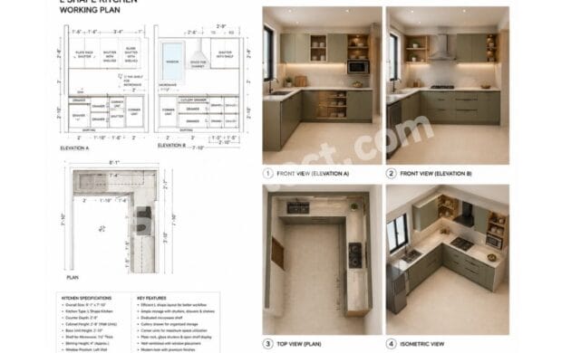 L-Shaped Kitchen Working Plan: Smart Modular Kitchen Design for Efficient Modern Homes