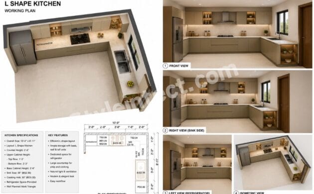 L-Shaped Kitchen Working Plan: A Smart Modular Kitchen Layout for Modern Homes