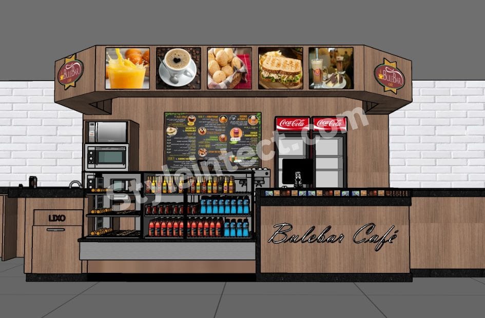 Modern Café Interior Design with Functional Coffee Shop Counter and Commercial Space Planning