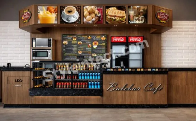 Modern Café Interior Design with Functional Coffee Shop Counter and Commercial Space Planning