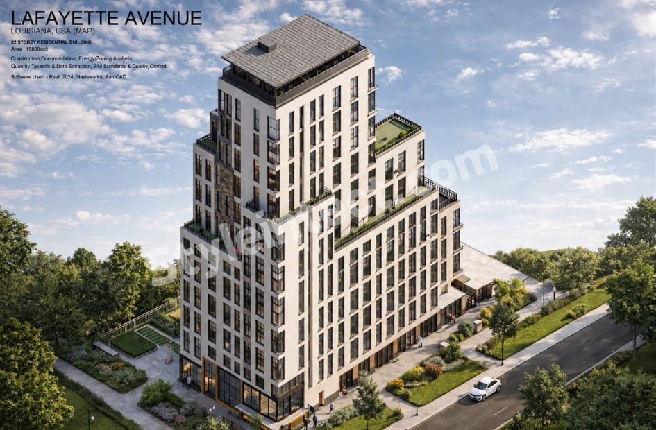 Revit BIM Modeling Services for a 22-Storey Residential Building with Detailed Architectural Documentation