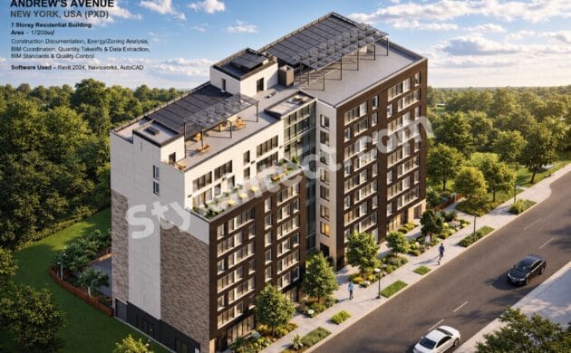 Revit BIM Modeling Services for a Detailed 7-Storey Residential Building Project