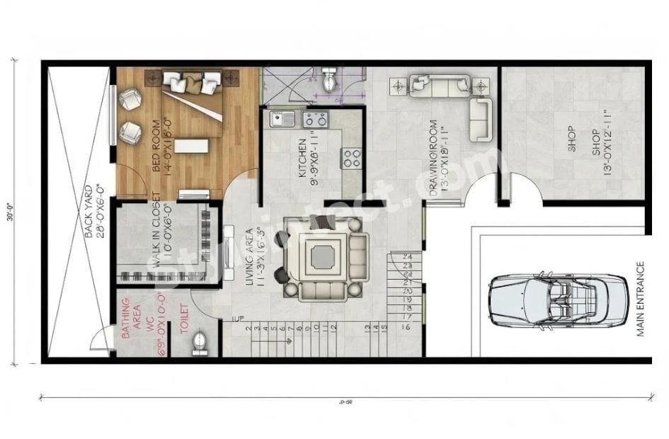2D and 3D Floor Plan Design Services for a Detailed Residential Home Layout