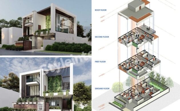 2D & 3D Architectural Design Services for a Modern Multi-Floor Residence