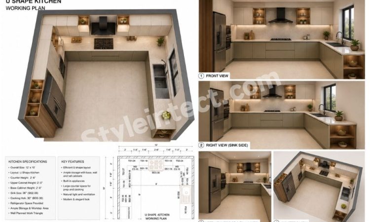 U-Shaped Kitchen Working Plan: Modern U-Shaped Kitchen Design for Smart and Efficient Homes
